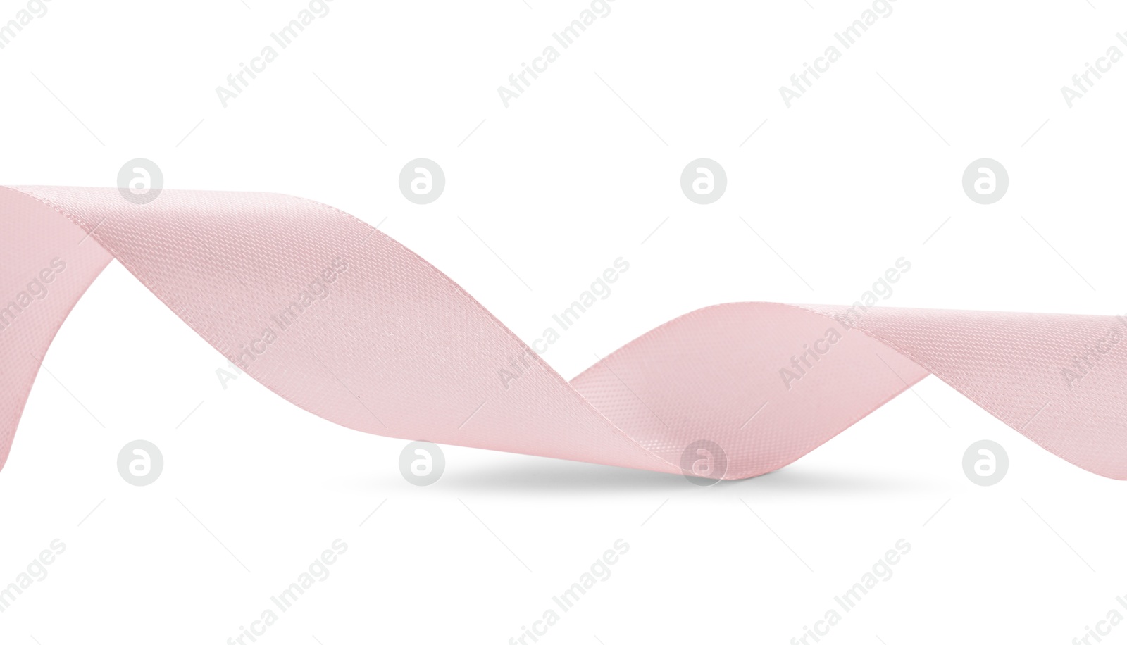 Photo of One beautiful pink ribbon isolated on white