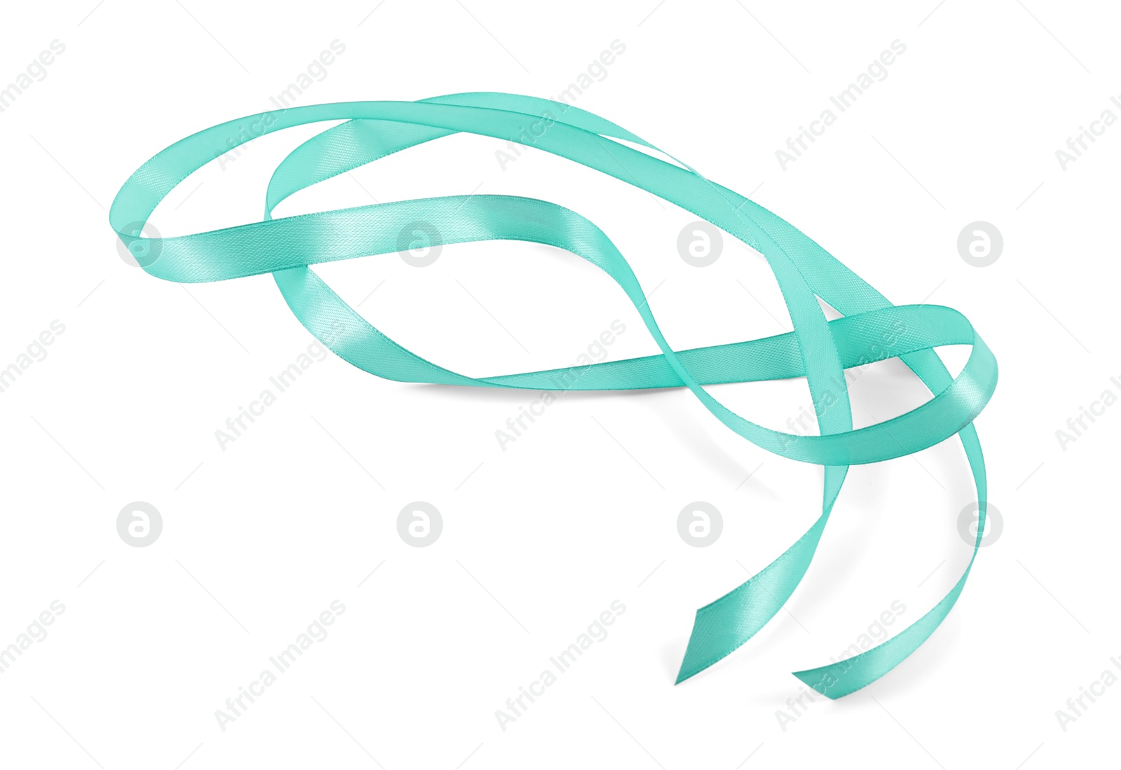 Photo of One beautiful turquoise ribbon isolated on white