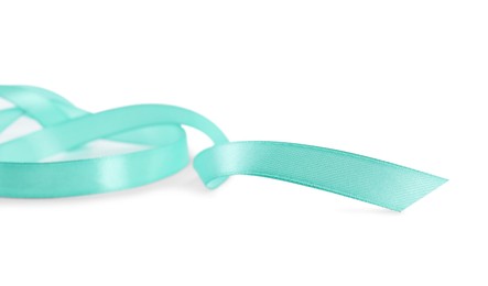 One beautiful turquoise ribbon isolated on white