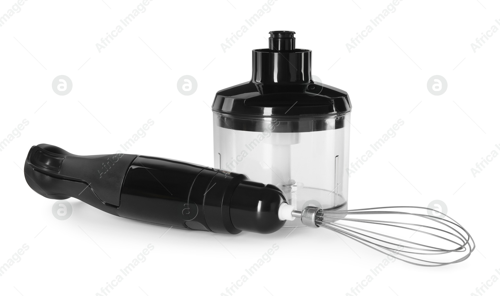 Photo of Modern hand blender kit isolated on white