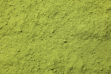 Photo of Powdered matcha green tea as background, top view