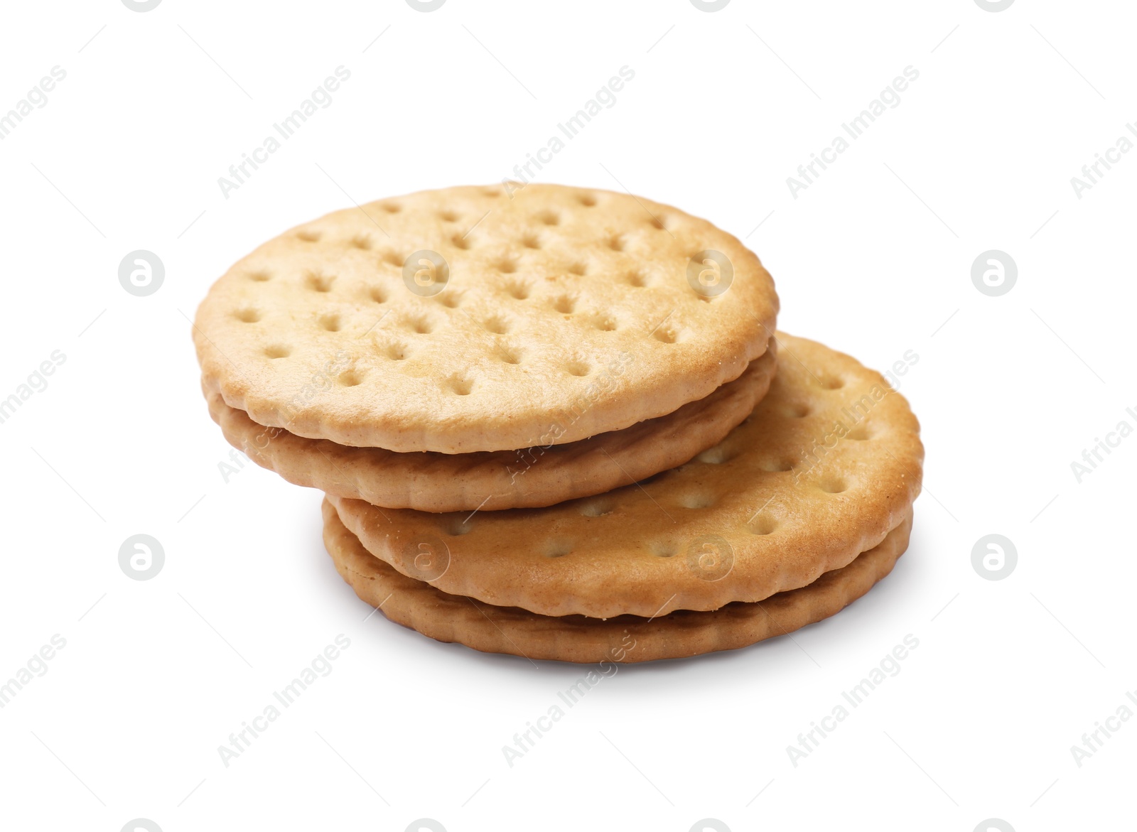 Photo of Fresh tasty sandwich cookies isolated on white