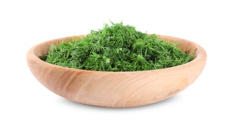 Photo of Fresh green dill in bowl isolated on white