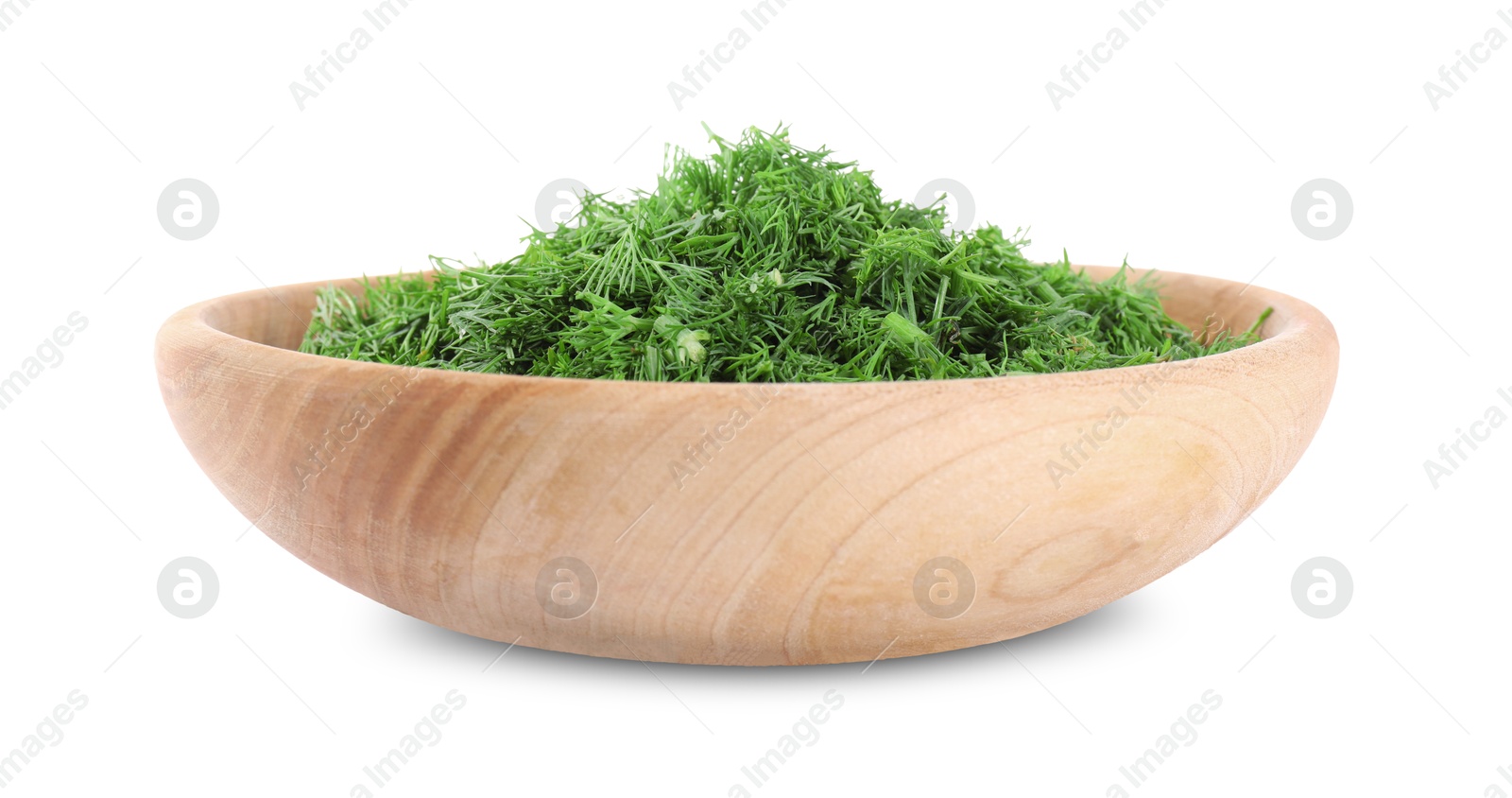 Photo of Fresh green dill in bowl isolated on white