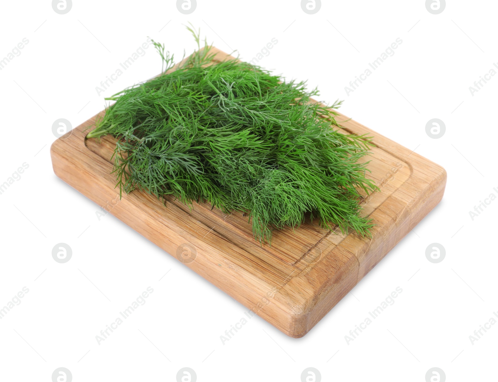 Photo of Sprigs of fresh green dill isolated on white