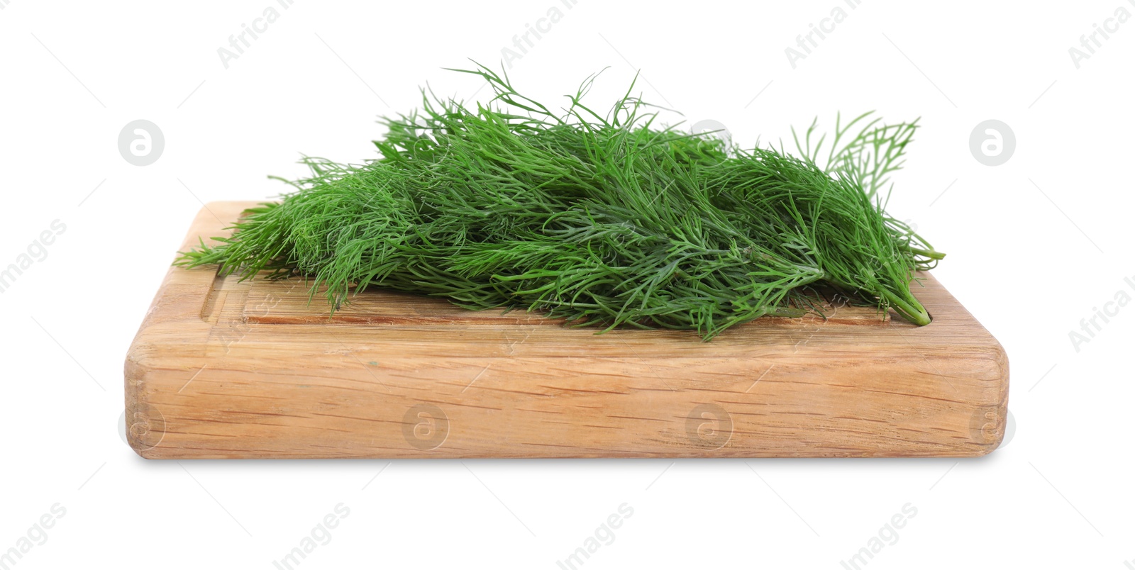 Photo of Sprigs of fresh green dill isolated on white