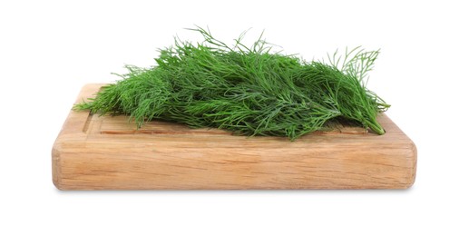 Photo of Sprigs of fresh green dill isolated on white