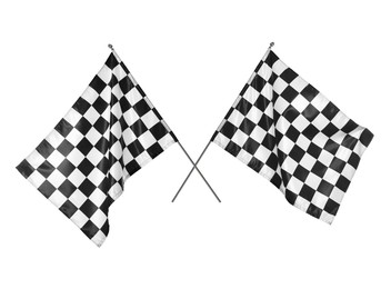Image of Two checkered finish flags isolated on white