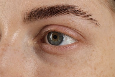 Macro photo of woman with beautiful eyes