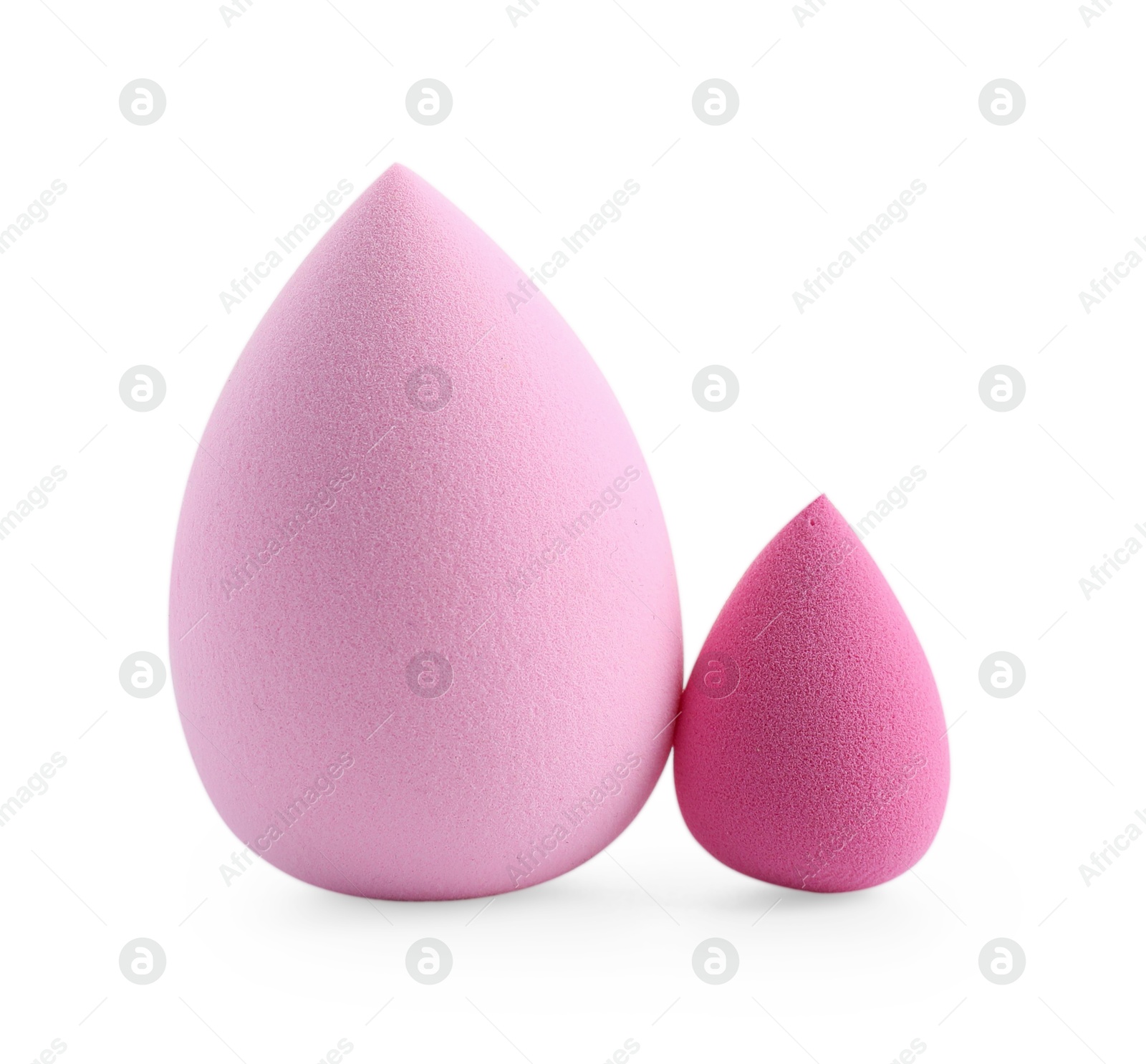 Photo of Two colorful makeup sponges isolated on white