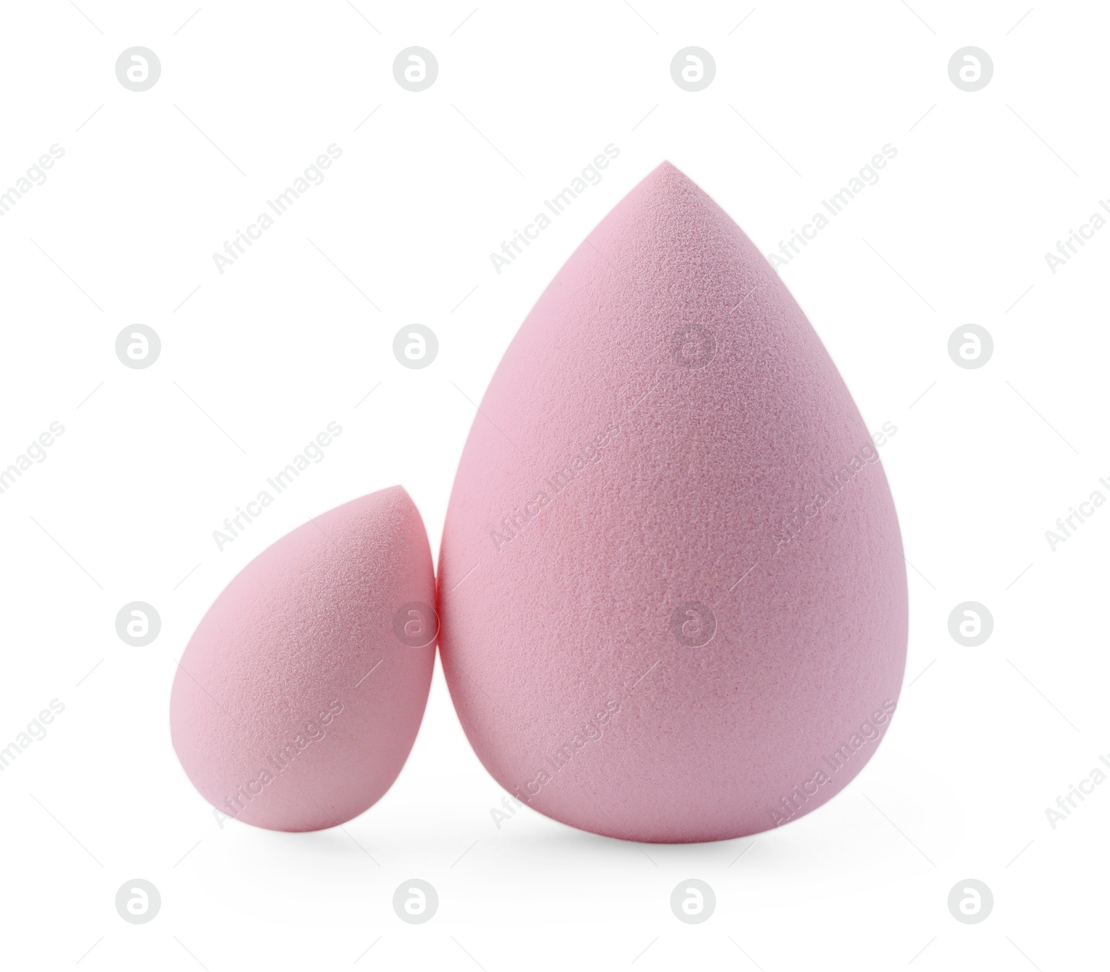 Photo of Two colorful makeup sponges isolated on white