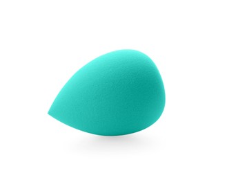 Photo of One turquoise makeup sponge isolated on white