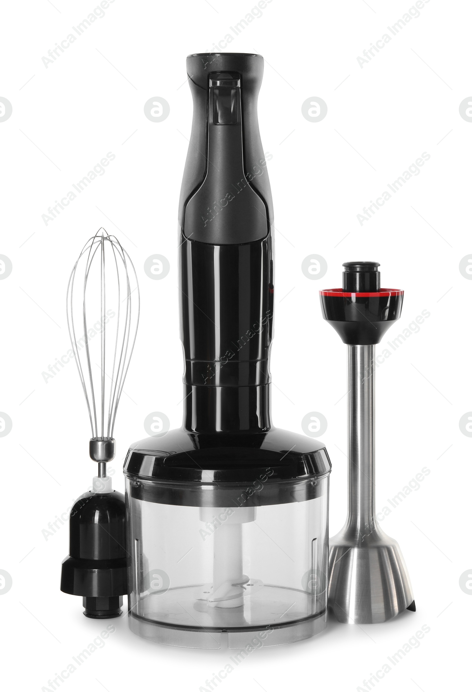 Photo of Modern hand blender kit isolated on white