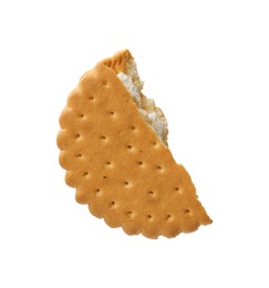 Piece of tasty sandwich cookie isolated on white