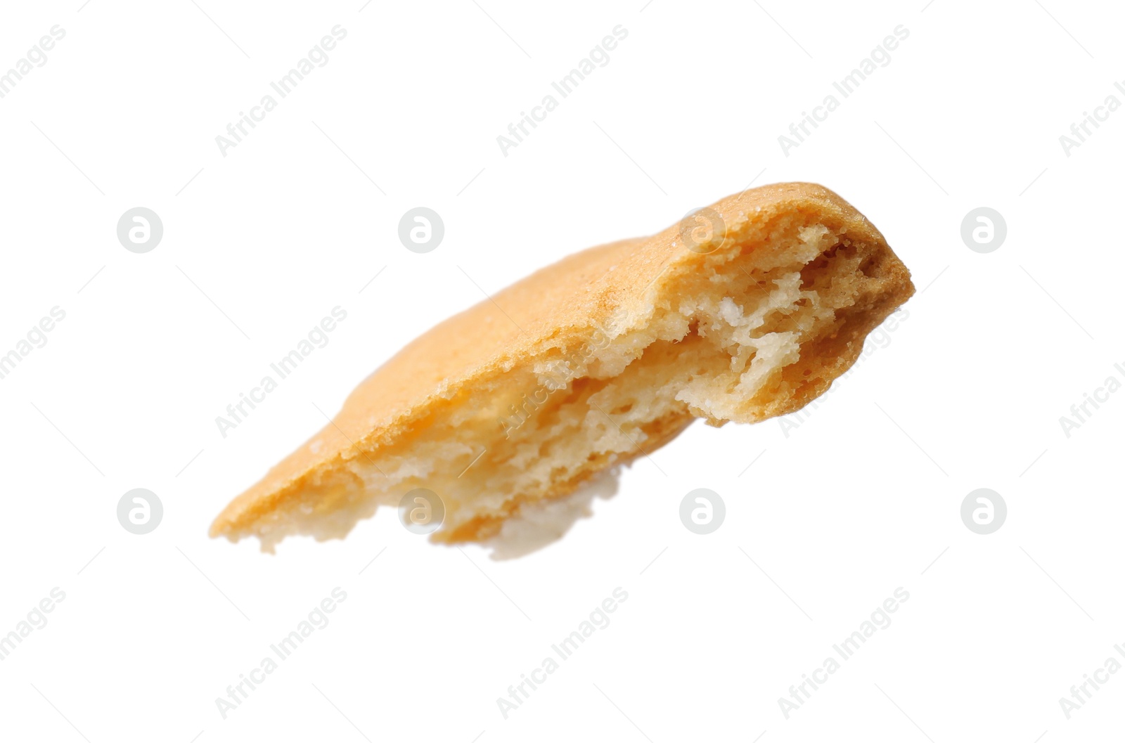 Photo of Piece of tasty sandwich cookie isolated on white