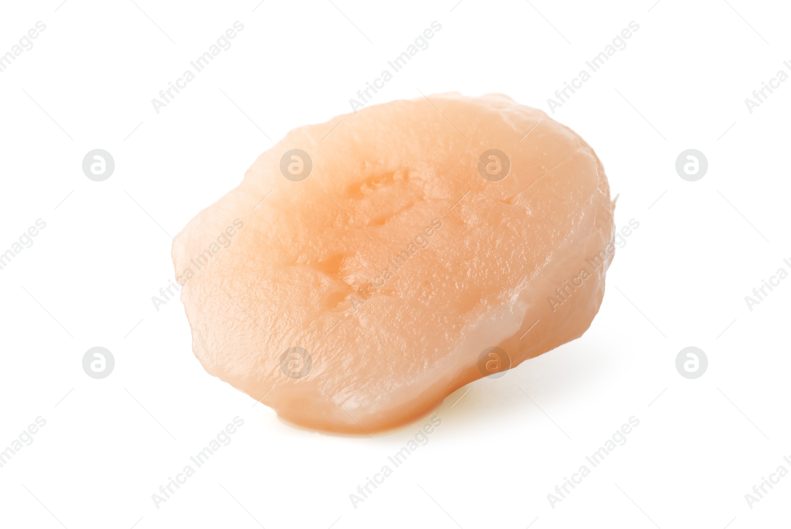 Photo of One fresh raw scallop isolated on white