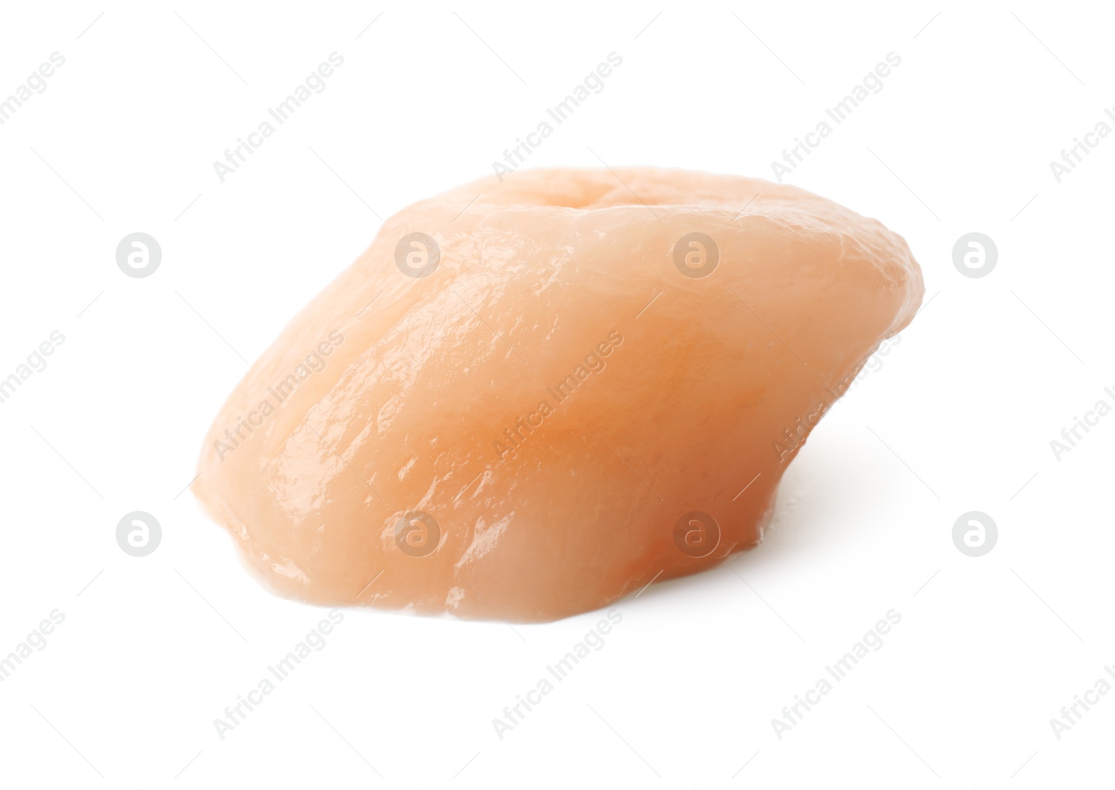 Photo of One fresh raw scallop isolated on white