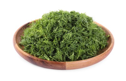 Fresh green dill in bowl isolated on white