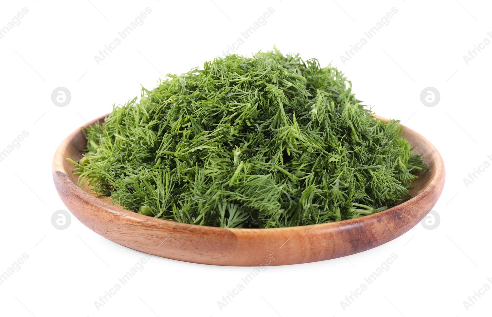 Photo of Fresh green dill in bowl isolated on white