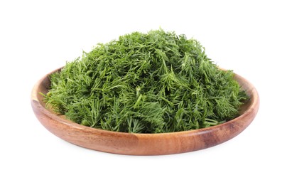 Fresh green dill in bowl isolated on white