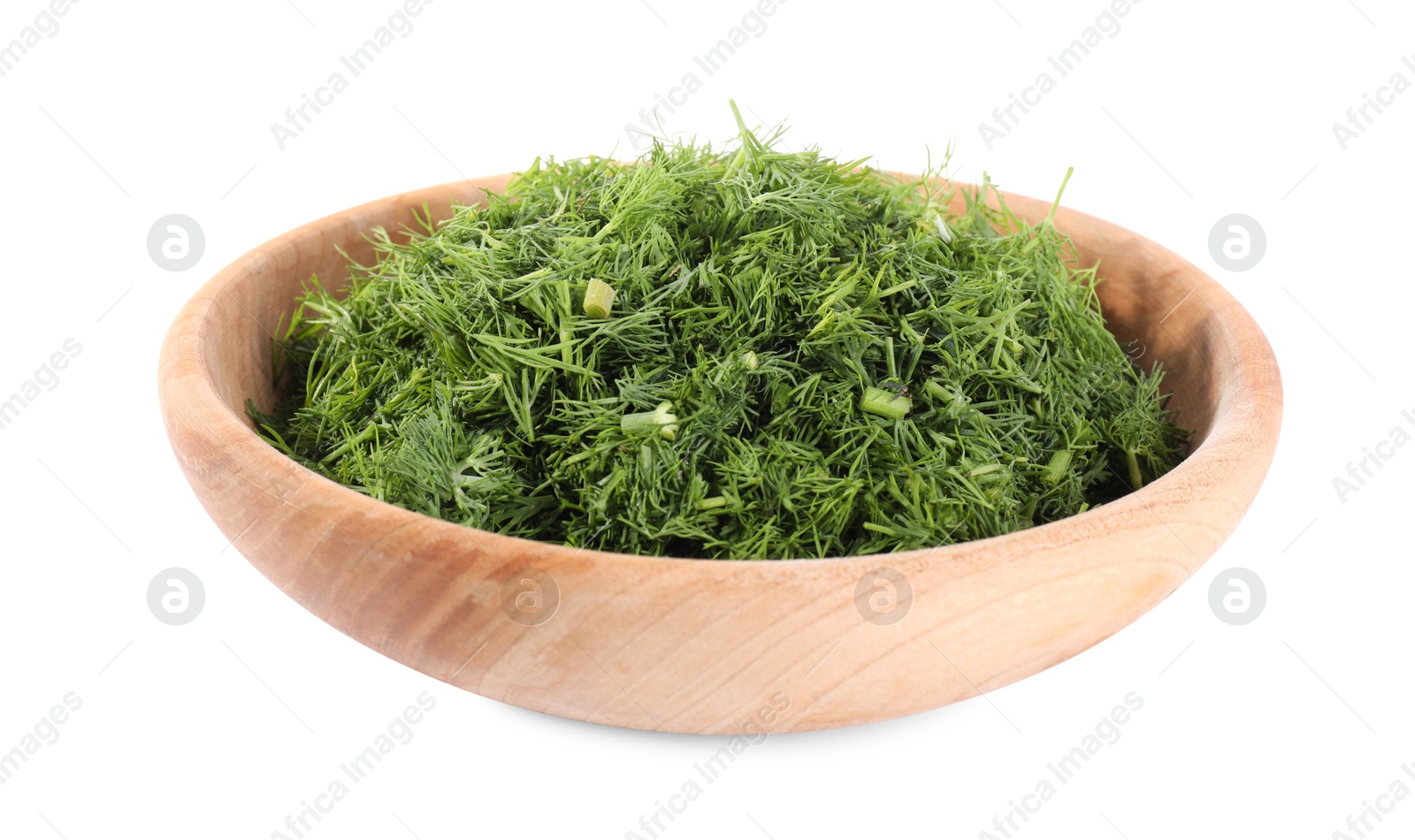 Photo of Fresh green dill in bowl isolated on white