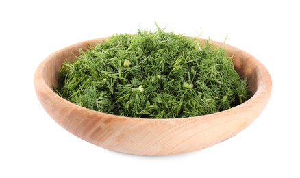 Fresh green dill in bowl isolated on white