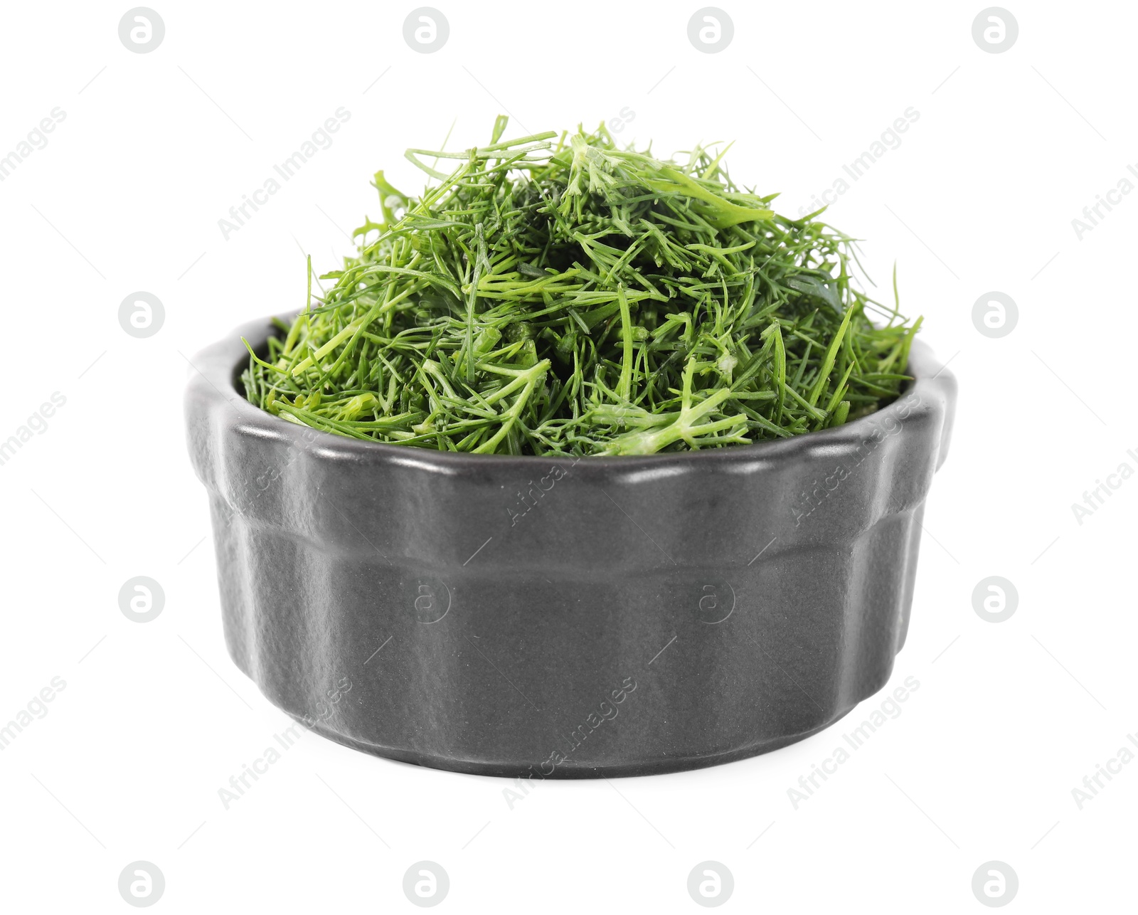 Photo of Fresh green dill in bowl isolated on white