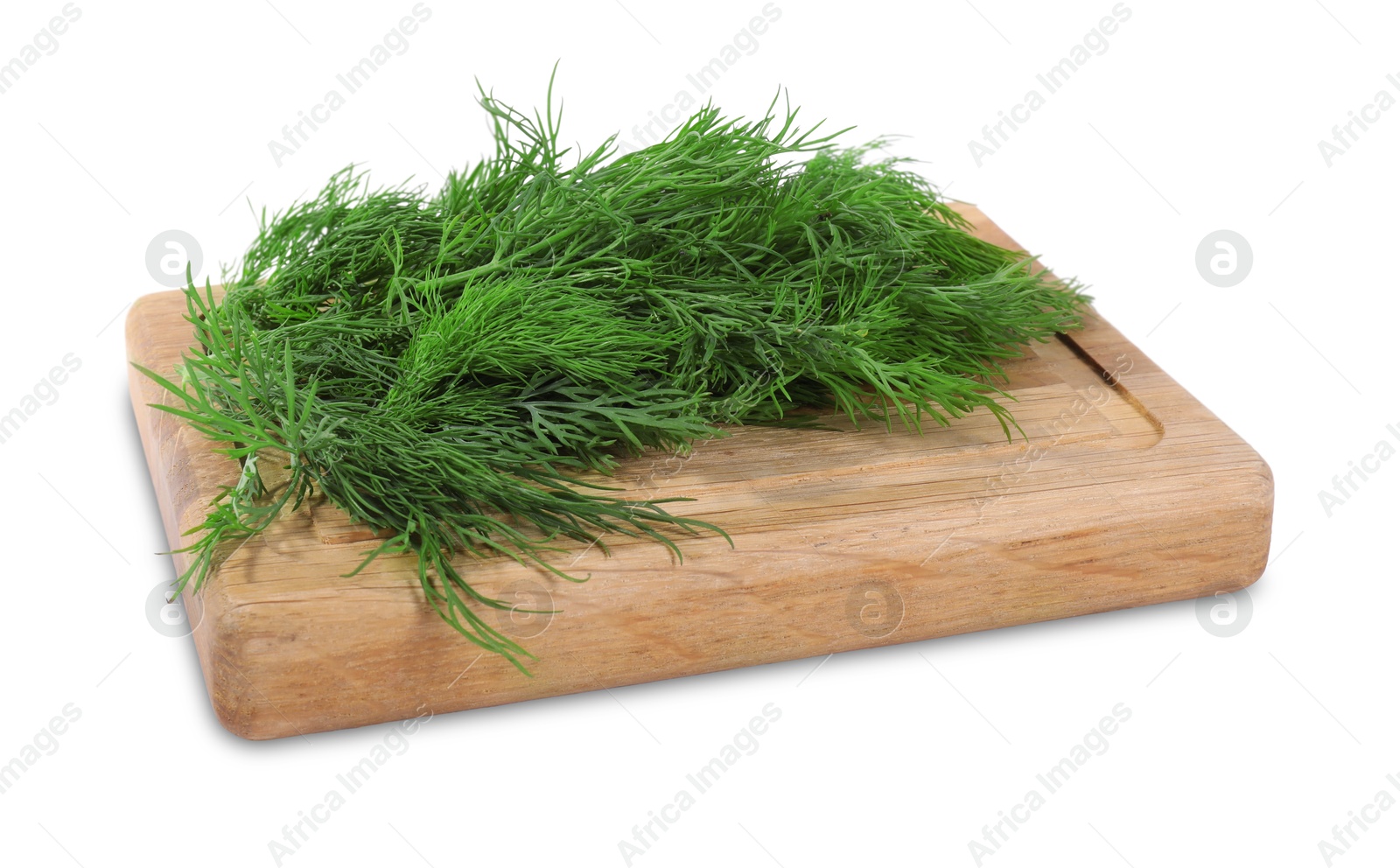 Photo of Sprigs of fresh green dill isolated on white