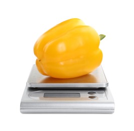 Kitchen scale with bell pepper isolated on white