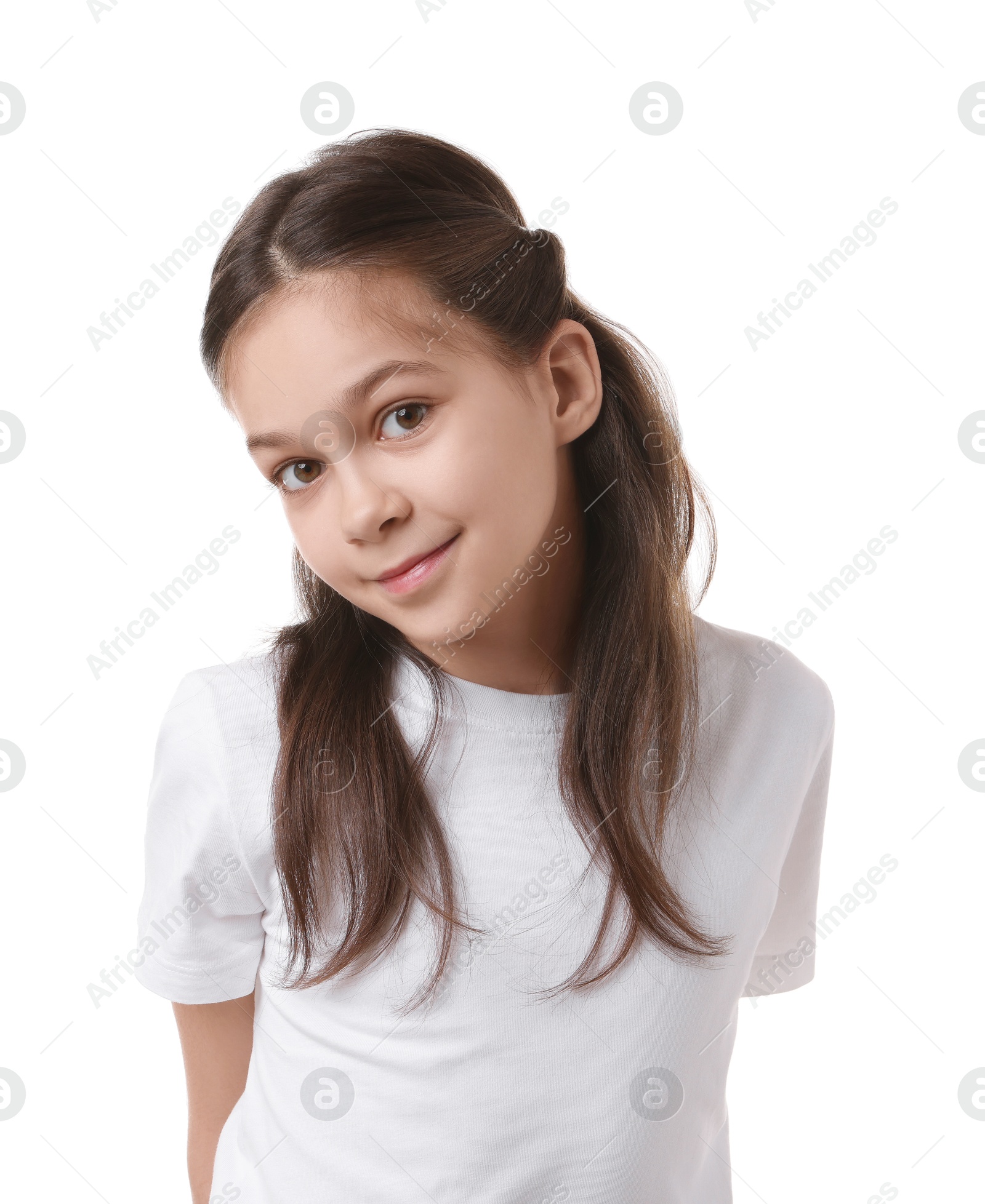 Photo of Portrait of beautiful girl isolated on white