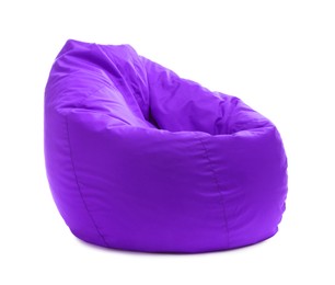 One purple bean bag chair isolated on white