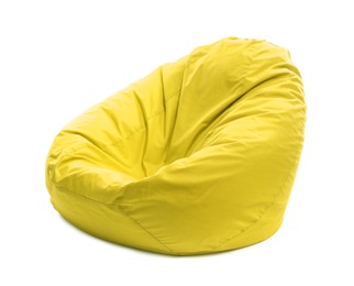 Image of One yellow bean bag chair isolated on white