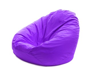 One purple bean bag chair isolated on white