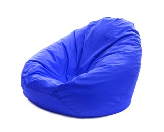 One blue bean bag chair isolated on white