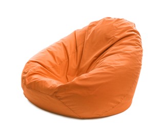 Image of One orange bean bag chair isolated on white