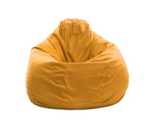 Image of One orange bean bag chair isolated on white