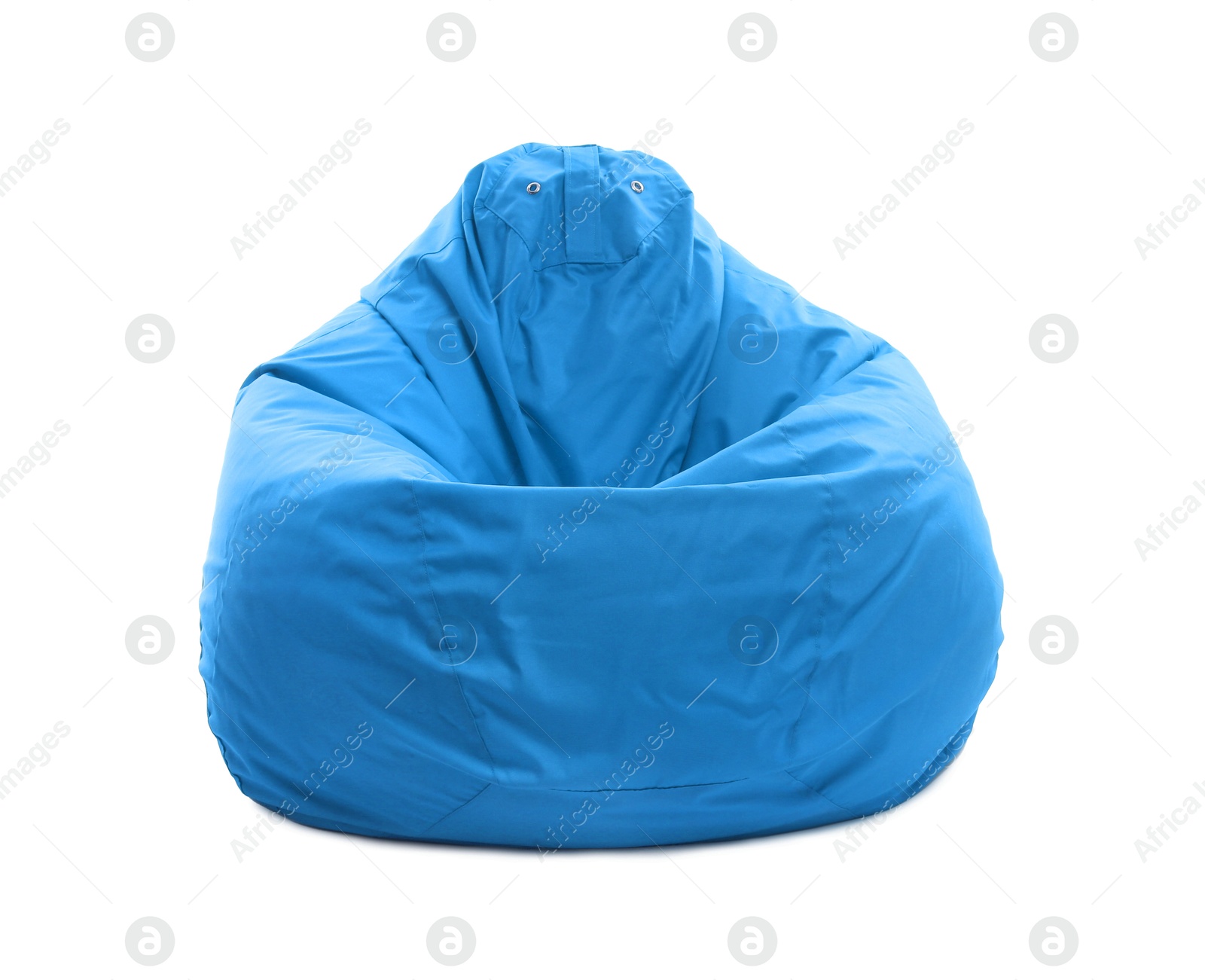 Image of One light blue bean bag chair isolated on white
