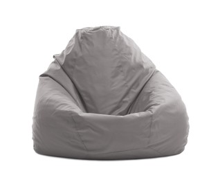 Image of One grey bean bag chair isolated on white