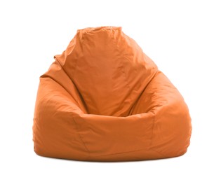 Image of One orange bean bag chair isolated on white