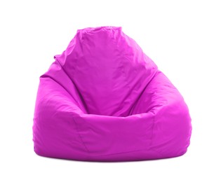 Image of One magenta bean bag chair isolated on white