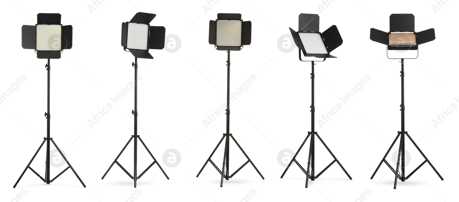 Image of Professional lighting equipment isolated on white, set