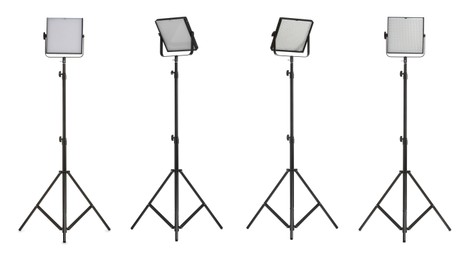 Image of Professional lighting equipment isolated on white, set