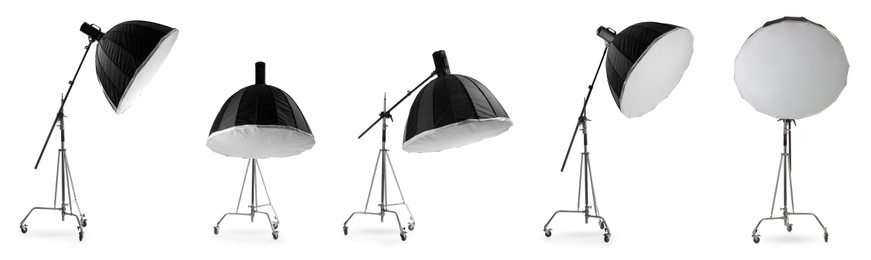 Image of Professional lighting equipment isolated on white, set