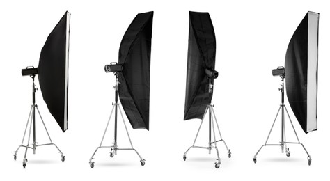 Image of Professional lighting equipment isolated on white, set