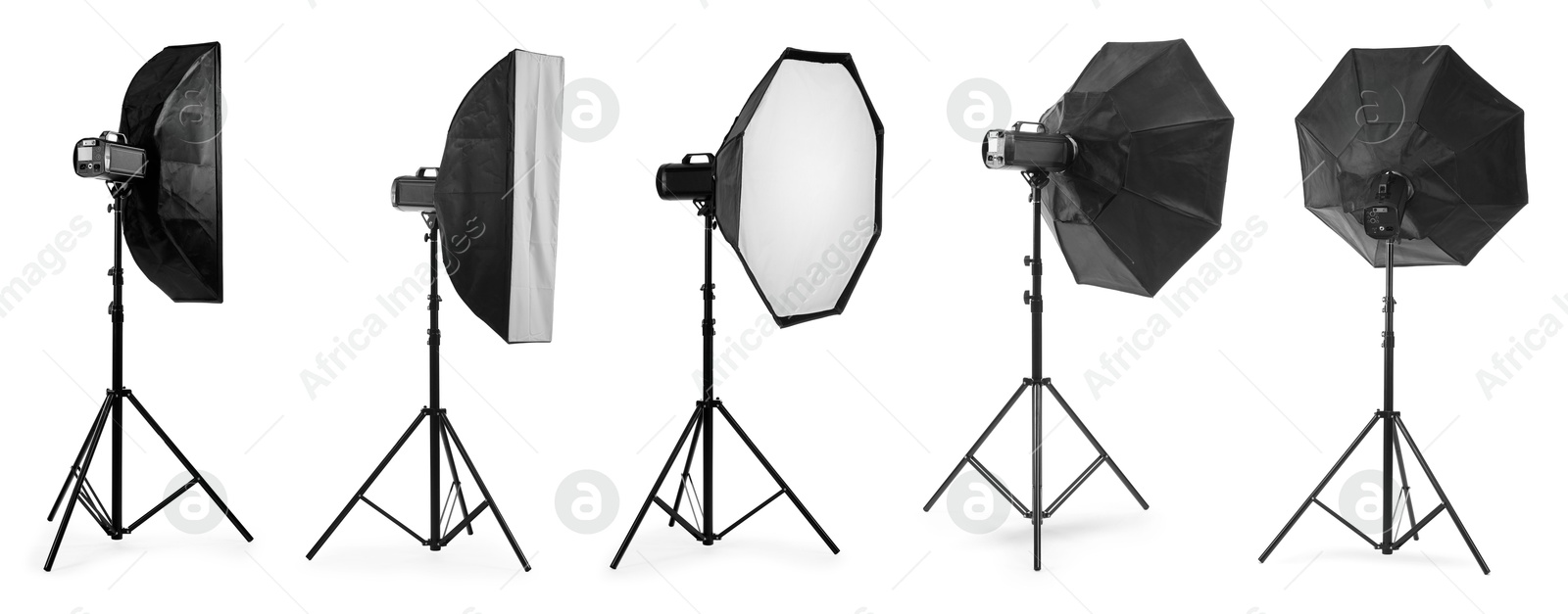 Image of Professional lighting equipment isolated on white, set