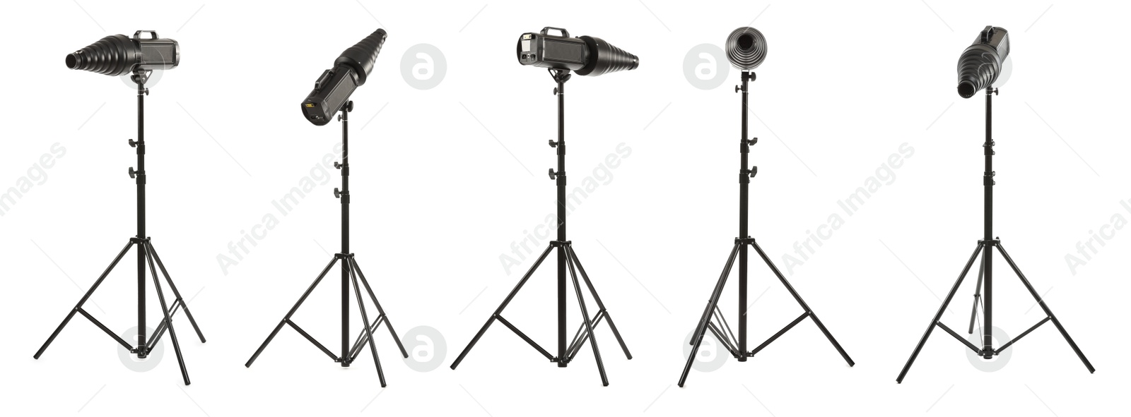 Image of Professional lighting equipment isolated on white, set