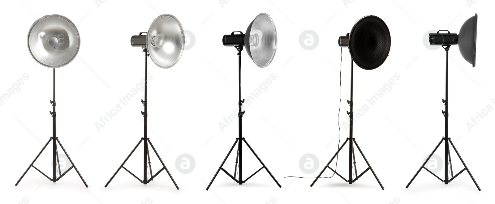 Image of Professional lighting equipment isolated on white, set