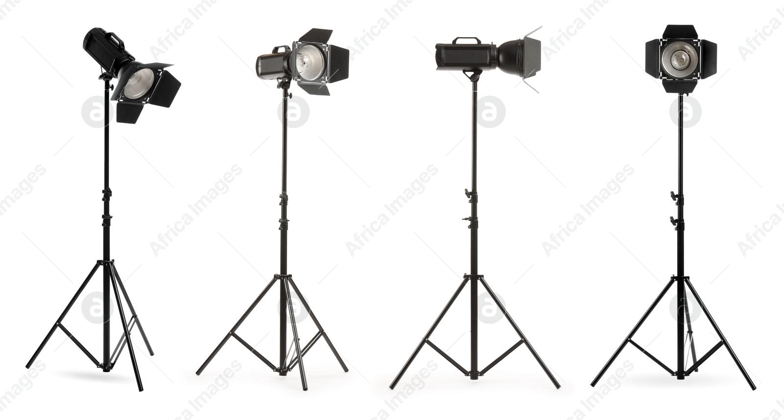 Image of Professional lighting equipment isolated on white, set