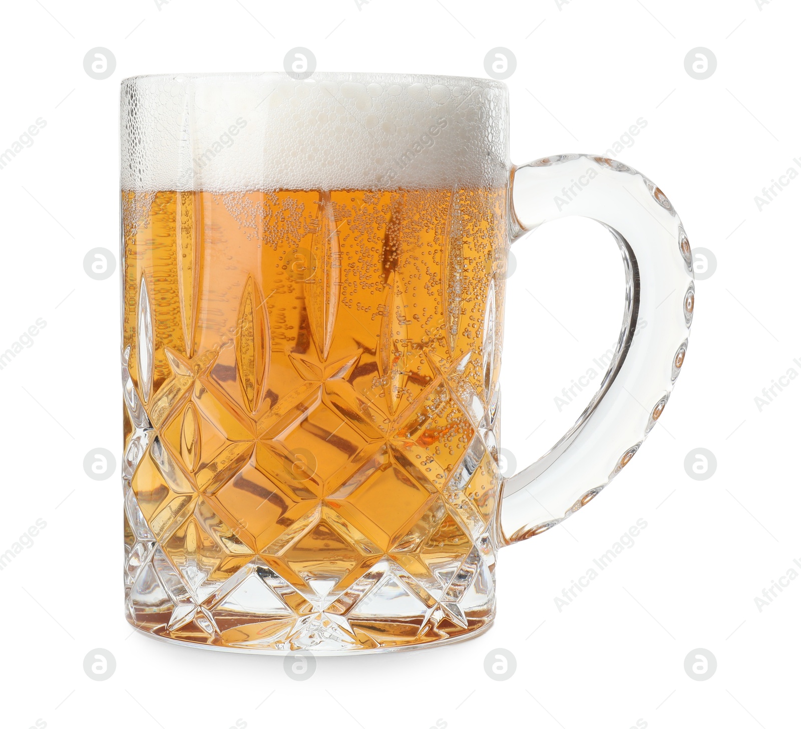 Photo of Glass mug of light beer isolated on white