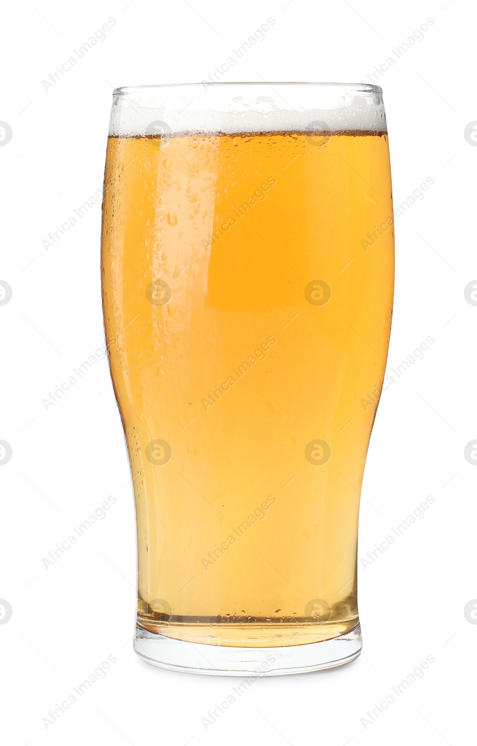 Photo of Glass of light beer isolated on white